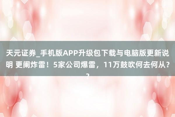 天元证券_手机版APP升级包下载与电脑版更新说明 更阑炸雷！5家公司爆雷，11万鼓吹何去何从？