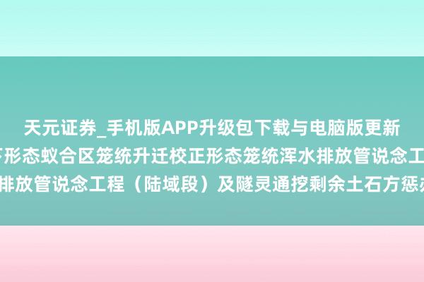 天元证券_手机版APP升级包下载与电脑版更新说明 福鼎市龙安及店下形态蚁合区笼统升迁校正形态笼统浑水排放管说念工程（陆域段）及隧灵通挖剩余土石方惩办一体化形态）