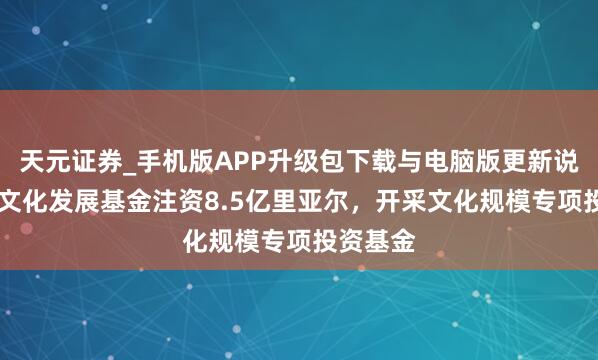 天元证券_手机版APP升级包下载与电脑版更新说明 沙特文化发展基金注资8.5亿里亚尔，开采文化规模专项投资基金