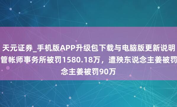 天元证券_手机版APP升级包下载与电脑版更新说明 上会管帐师事务所被罚1580.18万,遭殃东说念主姜被罚90万