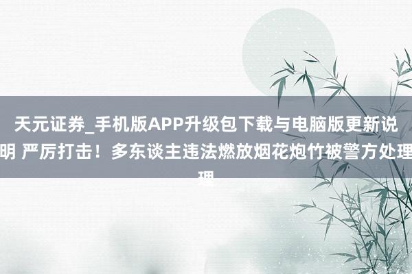 天元证券_手机版APP升级包下载与电脑版更新说明 严厉打击!多东谈主违法燃放烟花炮竹被警方处理
