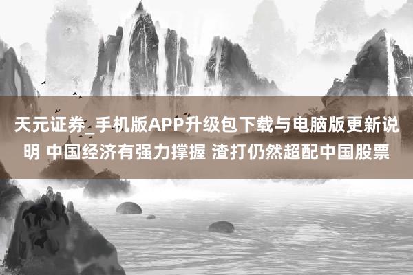 天元证券_手机版APP升级包下载与电脑版更新说明 中国经济有强力撑握 渣打仍然超配中国股票